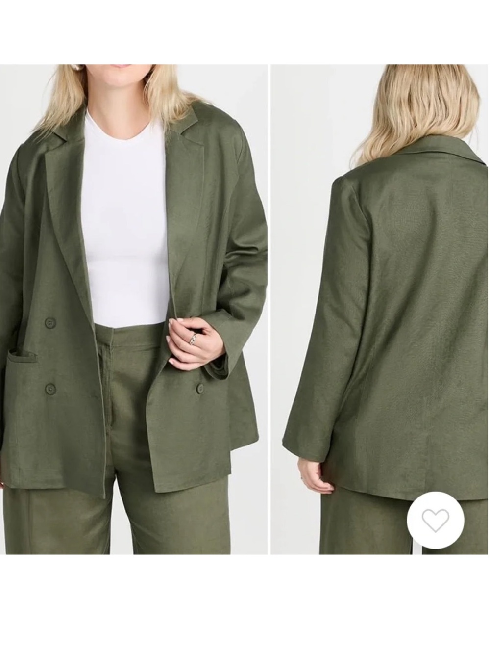 Lioness Olive Green Relaxed Double-Breasted Blazer